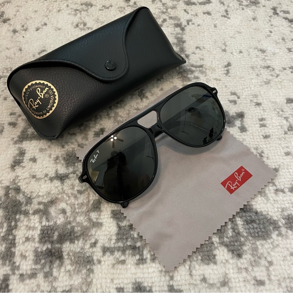 Ray-Ban Polarized 60mm Bill Sunglasses in Black with Polar Green Lenses